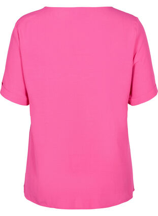 Short-sleeved viscose blouse, Fuchsia Purple, Packshot image number 1