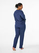 Pyjama bottoms with a ribbed texture and an elasticated waistband, Blue, Model image number 1