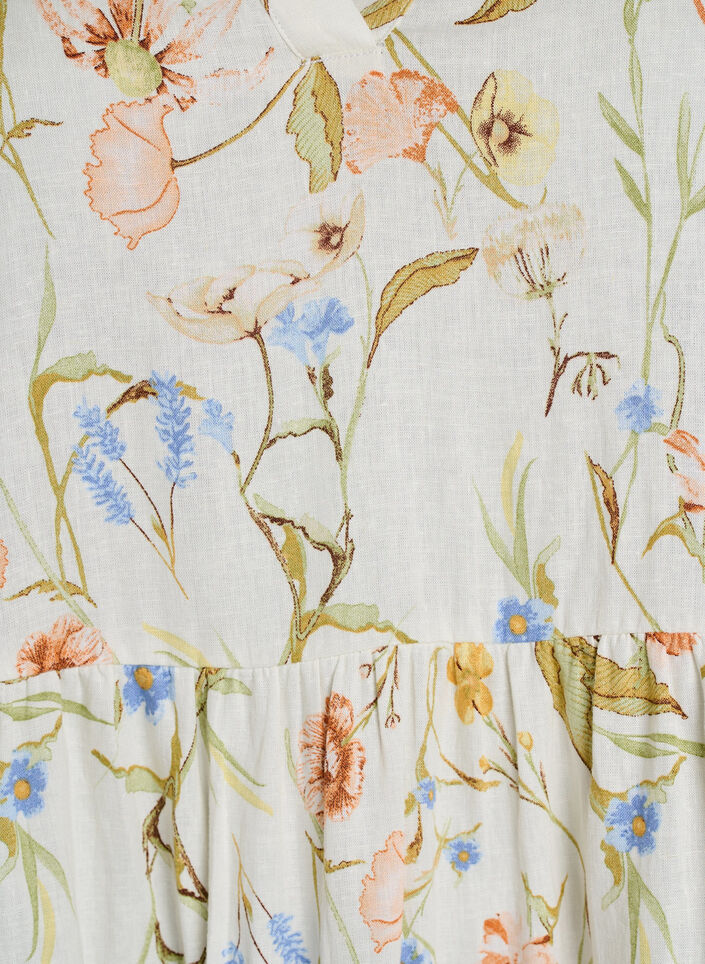 Knee-length A-line dress in linen and viscose, Vanilla, Packshot image number 2