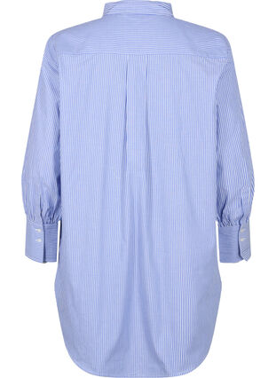 Loose-fitting striped cotton shirt, Baja Blue Stripe, Packshot image number 1