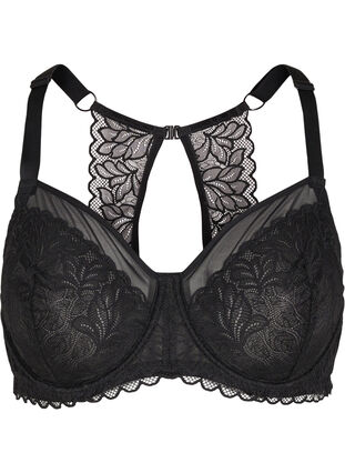 Bra with lace and underwire, Black, Packshot image number 0