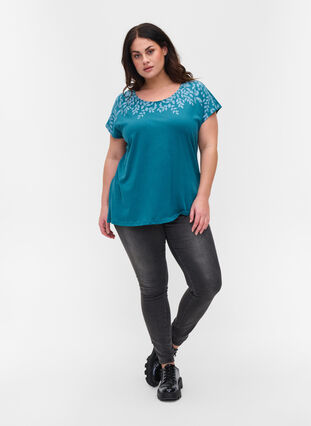 Cotton t-shirt with print details, Dragon Mel Feather, Model image number 2