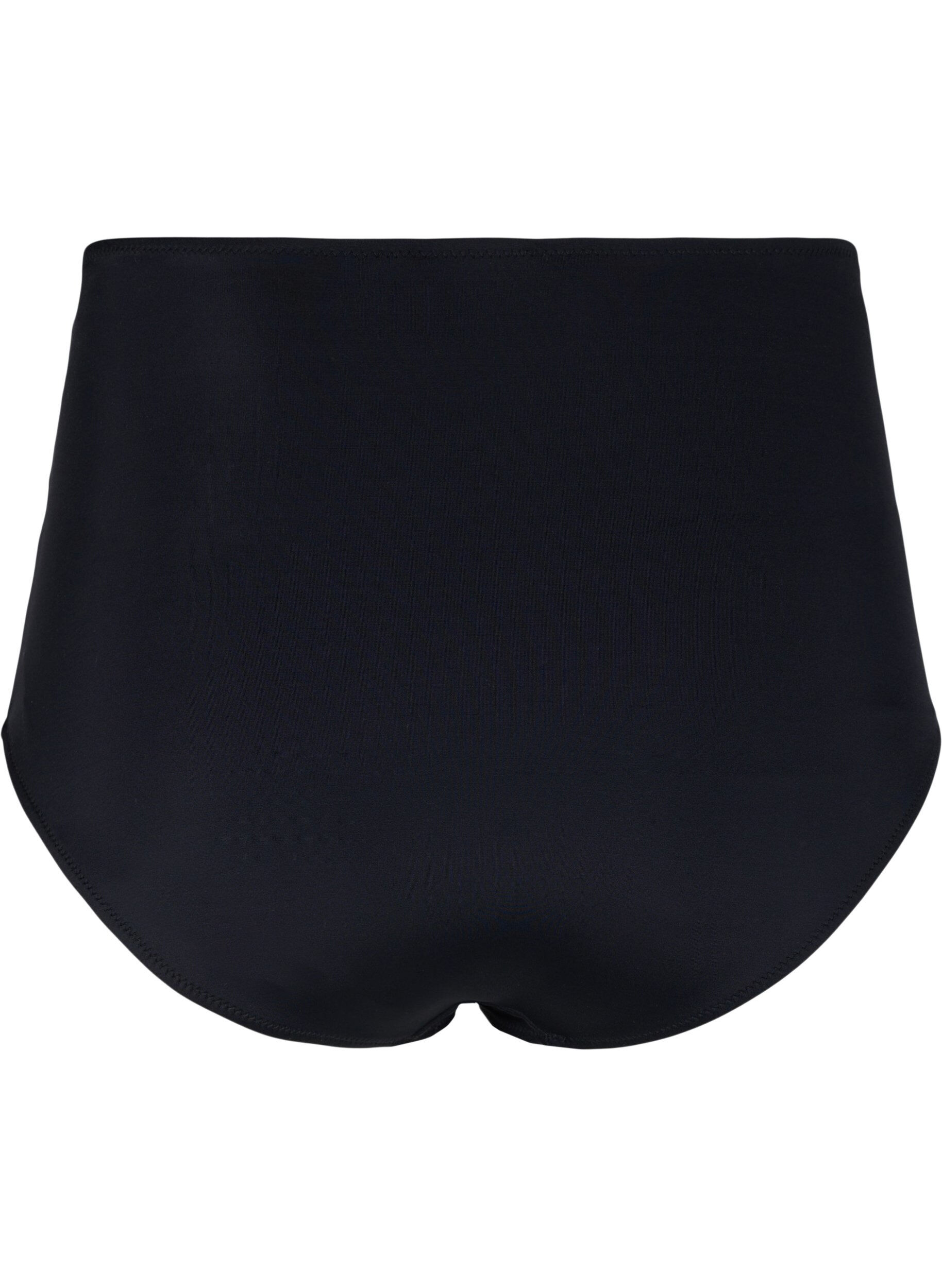 Zizzifashion High-waisted bikini bottom with ruching, Black, Packshot image number 1