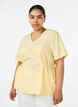 Blouse in a cotton blend with a V-neck and tie-string, Yellow, Model image number 0