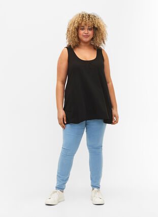 Top with a-shape and round neck, Black, Model image number 2