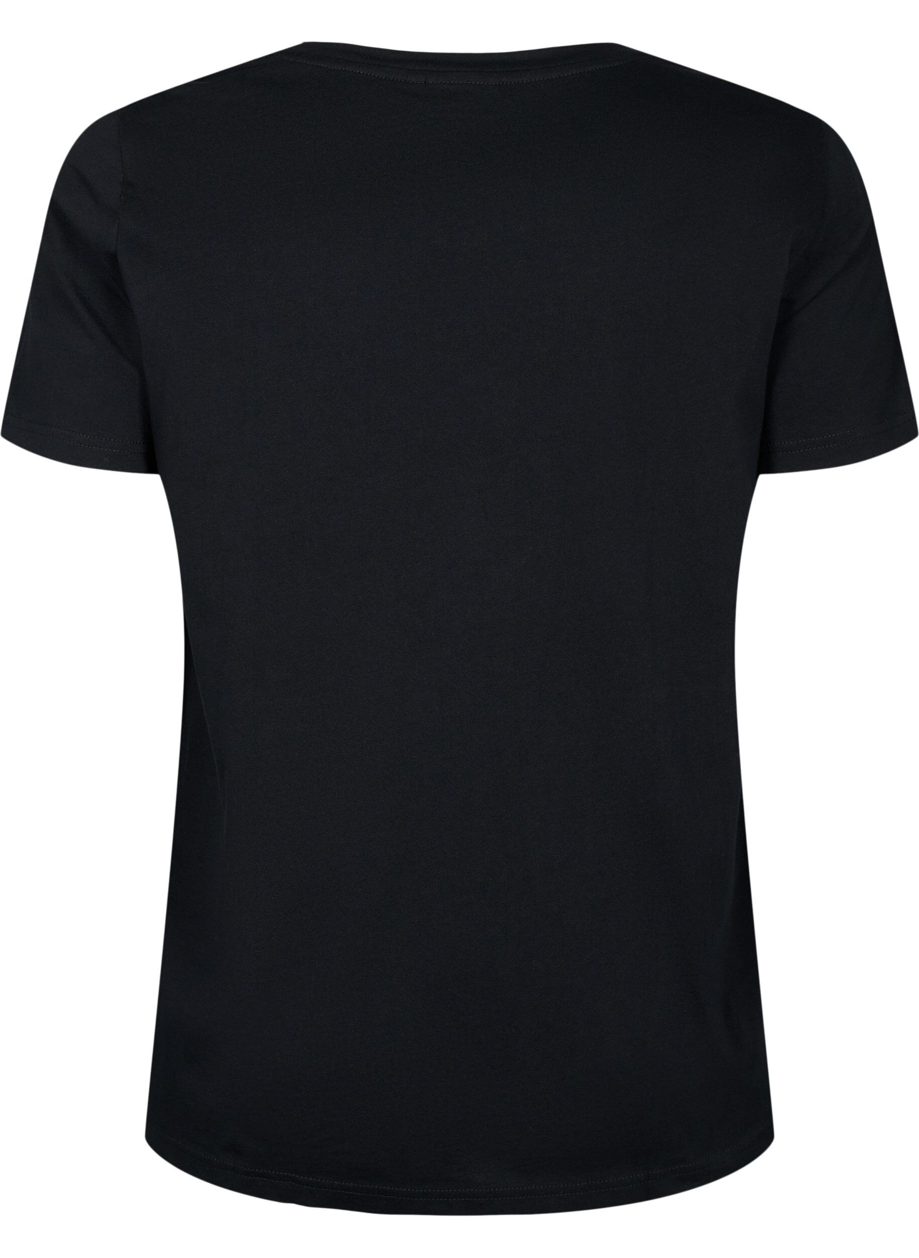 Zizzifashion Cotton t-shirt with sequins, Black W. Face, Packshot image number 1
