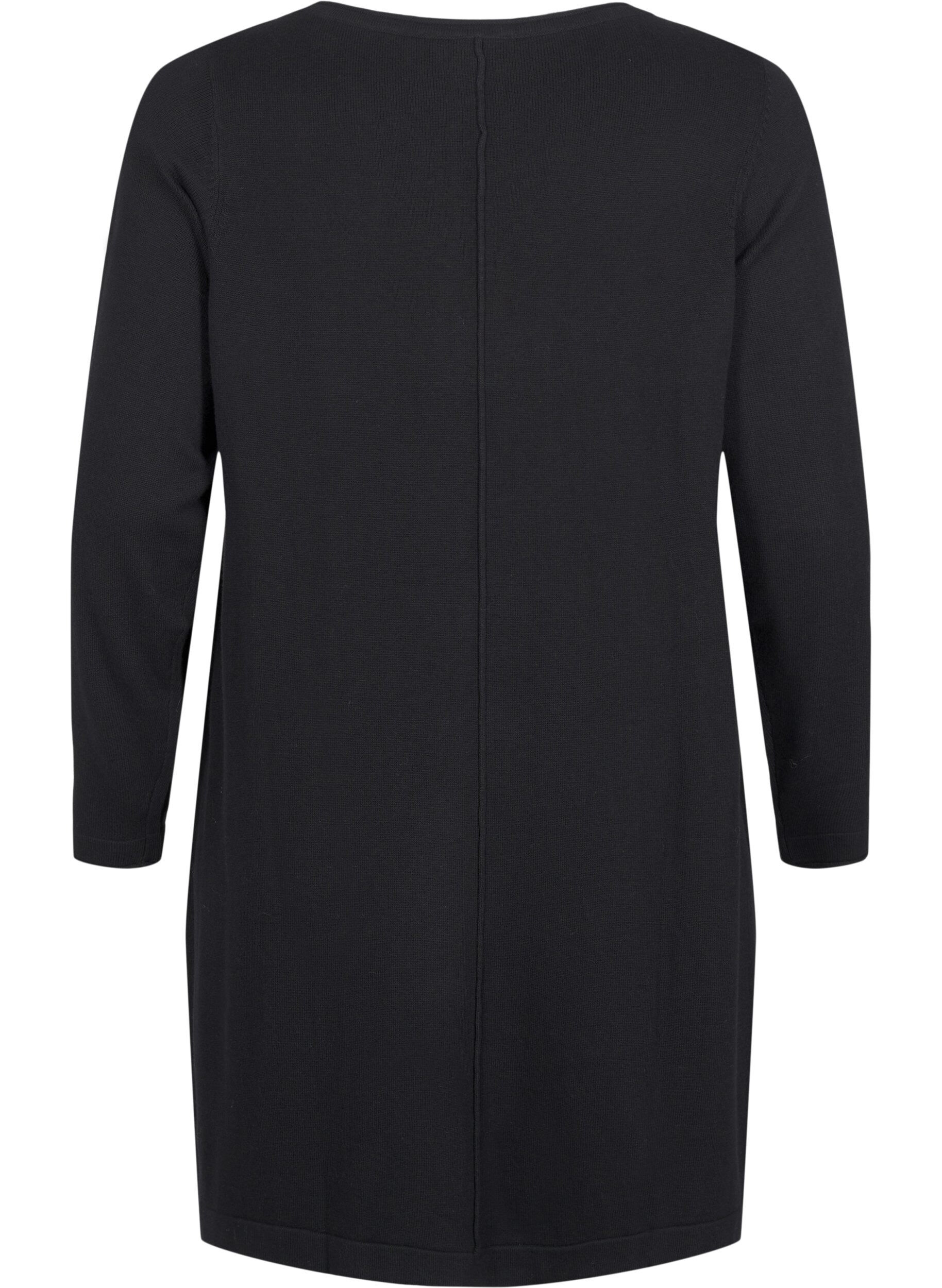 ZizzifashionKnitted dress in cotton-viscose blend, Black, Packshot image number 1