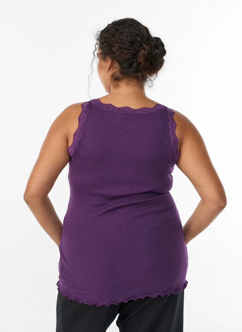 Top with lace trim, Purple, Model image number 2