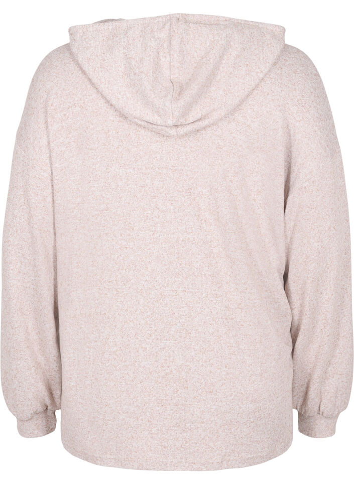 Melange blouse with hood, Natural Mel., Packshot image number 1