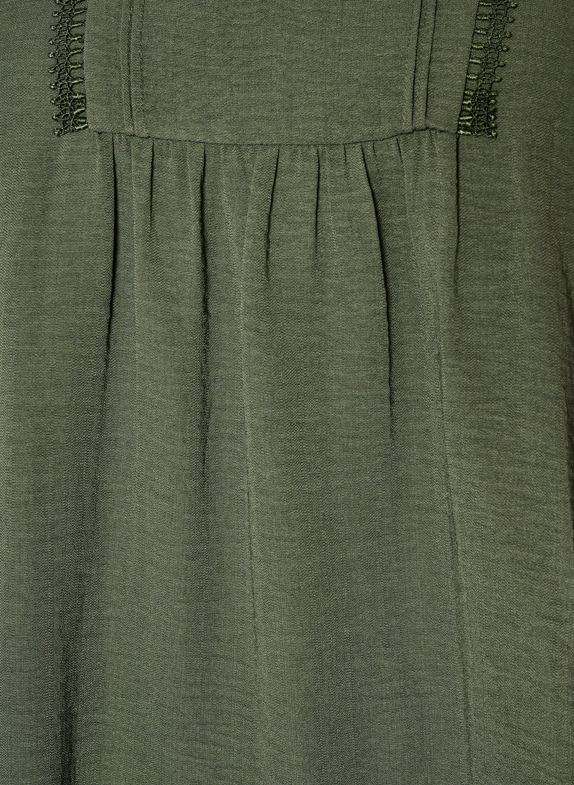 ZizzifashionBlouse with V-neck and crochet trim, Green, Packshot image number 2