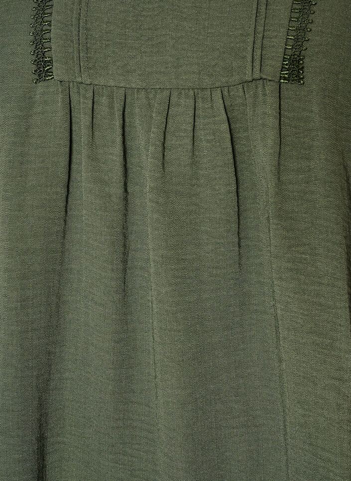 Blouse with V-neck and crochet trim, Green, Packshot image number 2