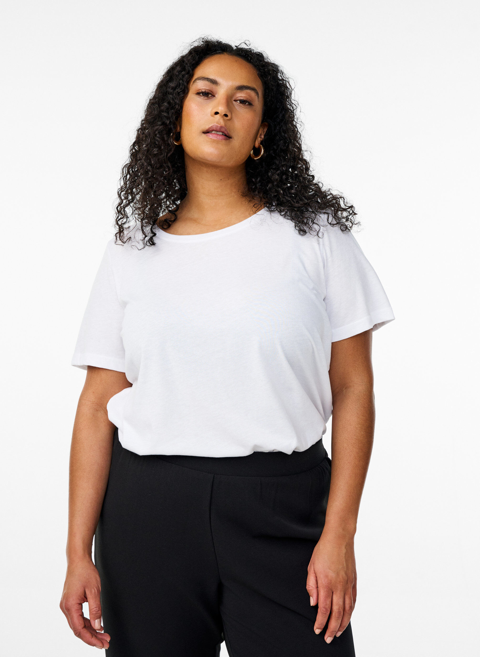 Zizzifashion FLASH - 2-pack t-shirts with crew neck, Black/White, Model image number 0