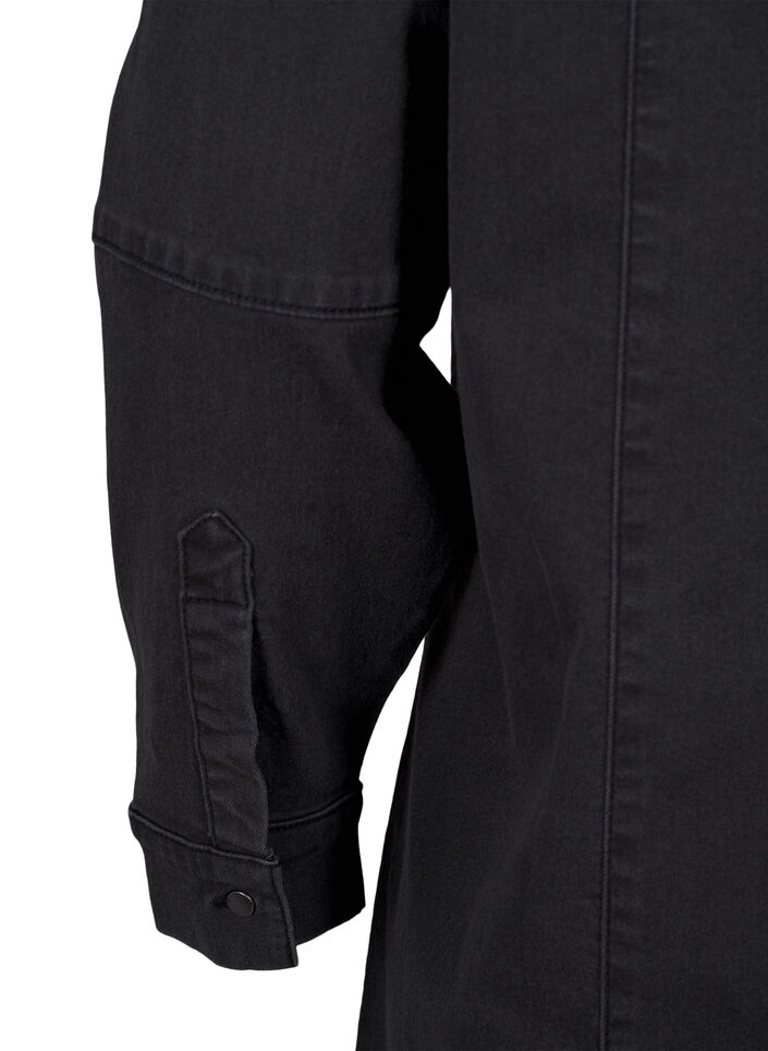 A-shape denim dress with zip, Grey Washed, Packshot image number 3