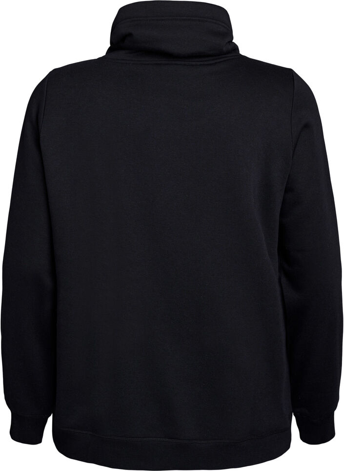 FLASH - Sweatshirt with high collar and pockets, Black, Packshot image number 1