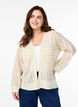 Knitted cardigan with an openwork pattern and wavy lines, Birch w. Simply T., Model image number 0