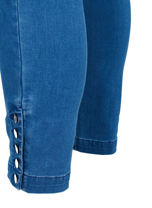 Cropped jeggings with buttons on the leg ends, Blue denim, Packshot image number 3