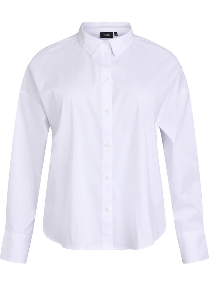 Classic cotton shirt with a loose fit, White, Packshot image number 0