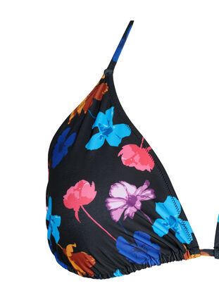 Triangle bikini bra with print, Black Flower AOP, Packshot image number 2