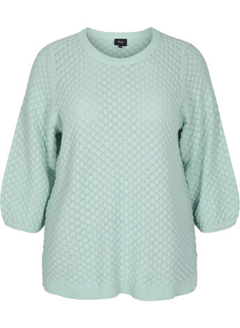 Patterned knitted blouse in organic cotton with 3/4 sleeves