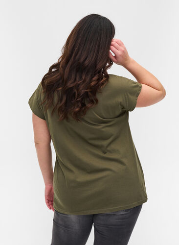 Cotton t-shirt with print details, Ivy Green Mel Leaf, Model image number 1