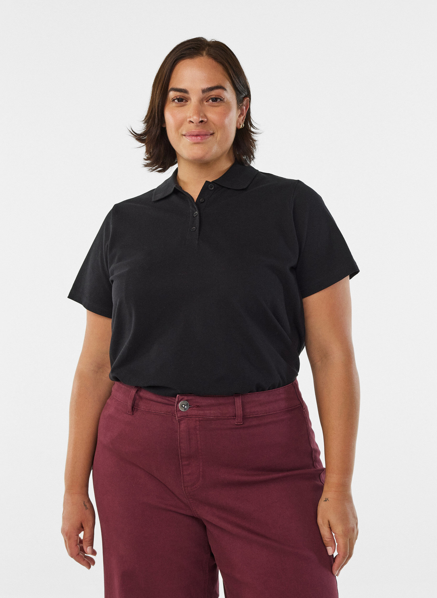Polo shirt with short sleeves, Black, Model