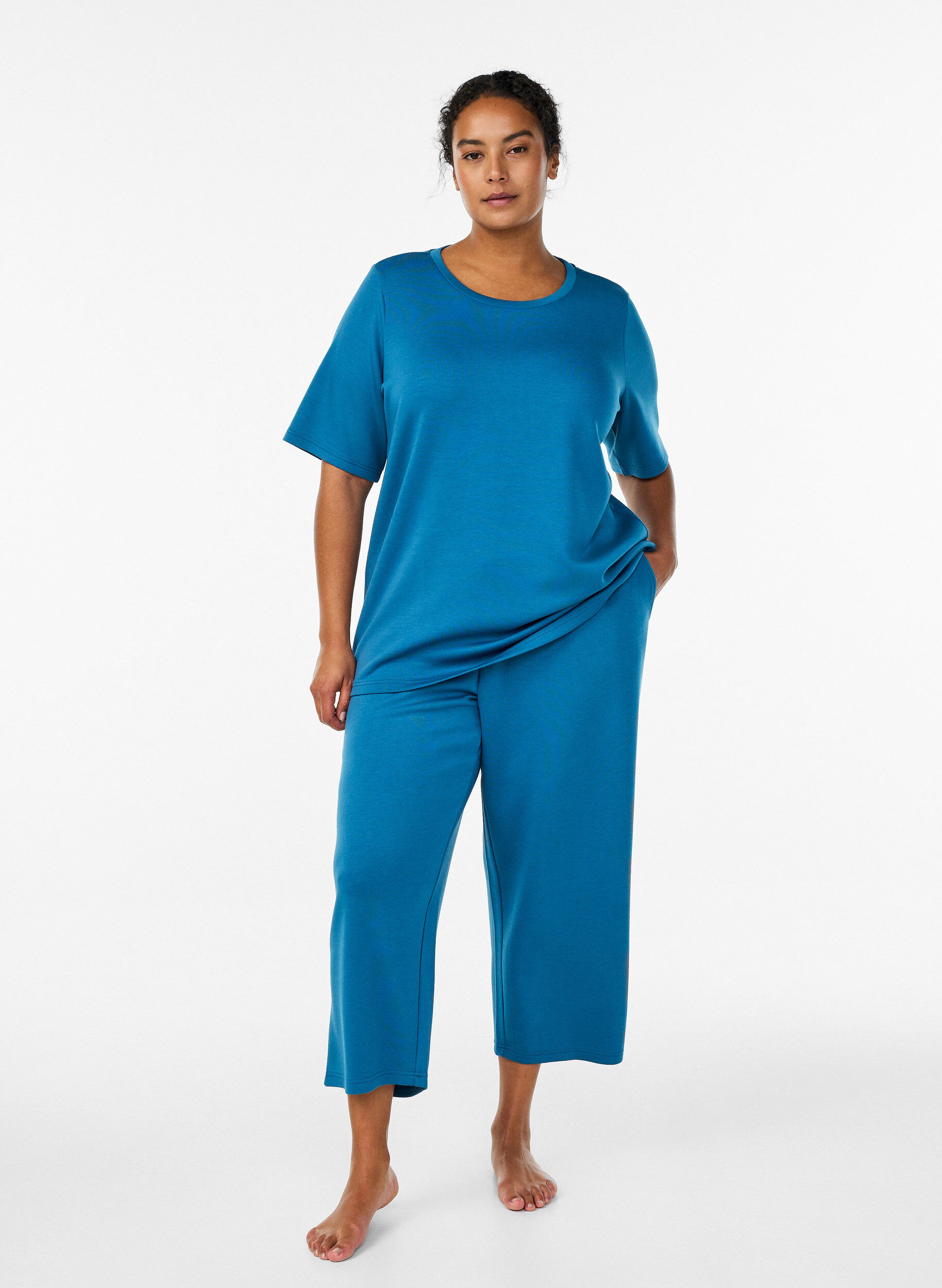 Zizzifashion T-shirt in modal mix, Petrol, Model image number 1