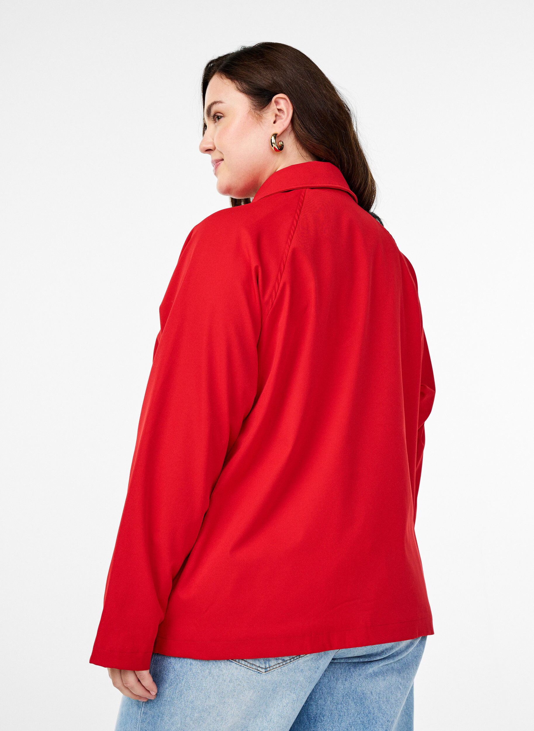 Zizzifashion Short trench coat with pockets, Red, Model image number 2