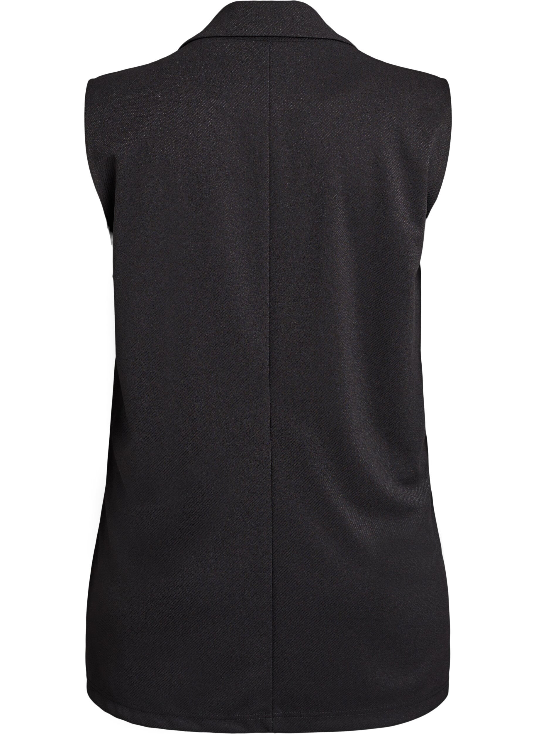Zizzifashion Sleeveless blazer vest with classic lapels, Black, Packshot image number 1