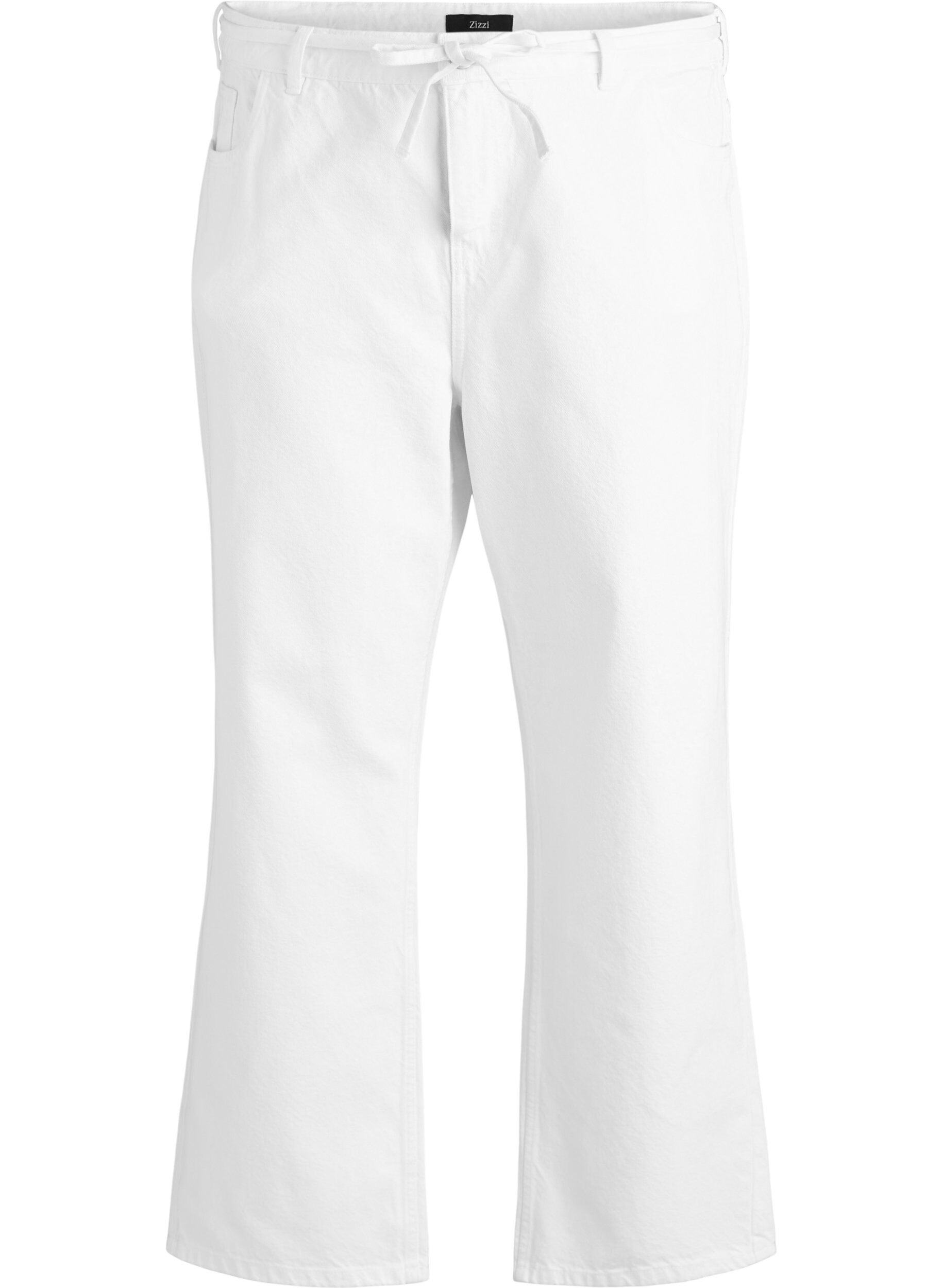 Zizzifashion Straight fit jeans with a tie belt, White, Packshot image number 0