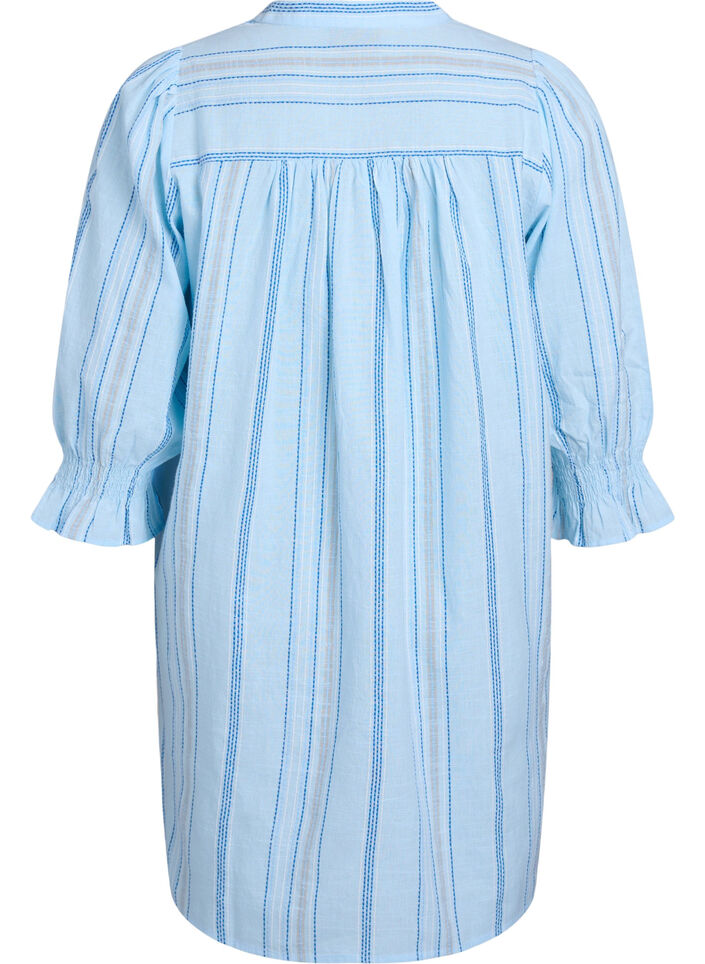 Short cotton dress with striped pattern, Light Blue, Packshot image number 1