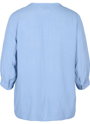 Viscose blouse with 3/4-length sleeves, Forever Blue, Packshot image number 1