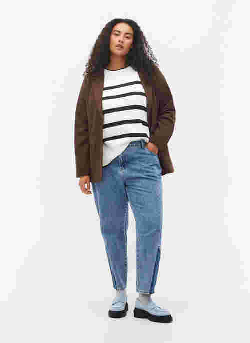 Cropped Mille mom jeans with colour-block