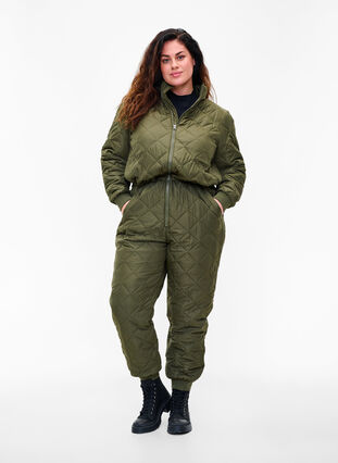 Quilted thermal jumpsuit with adjustable waist, Forest Night, Model image number 0