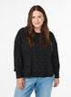 Loose knit blouse with rhinestones, Black, Model image number 0