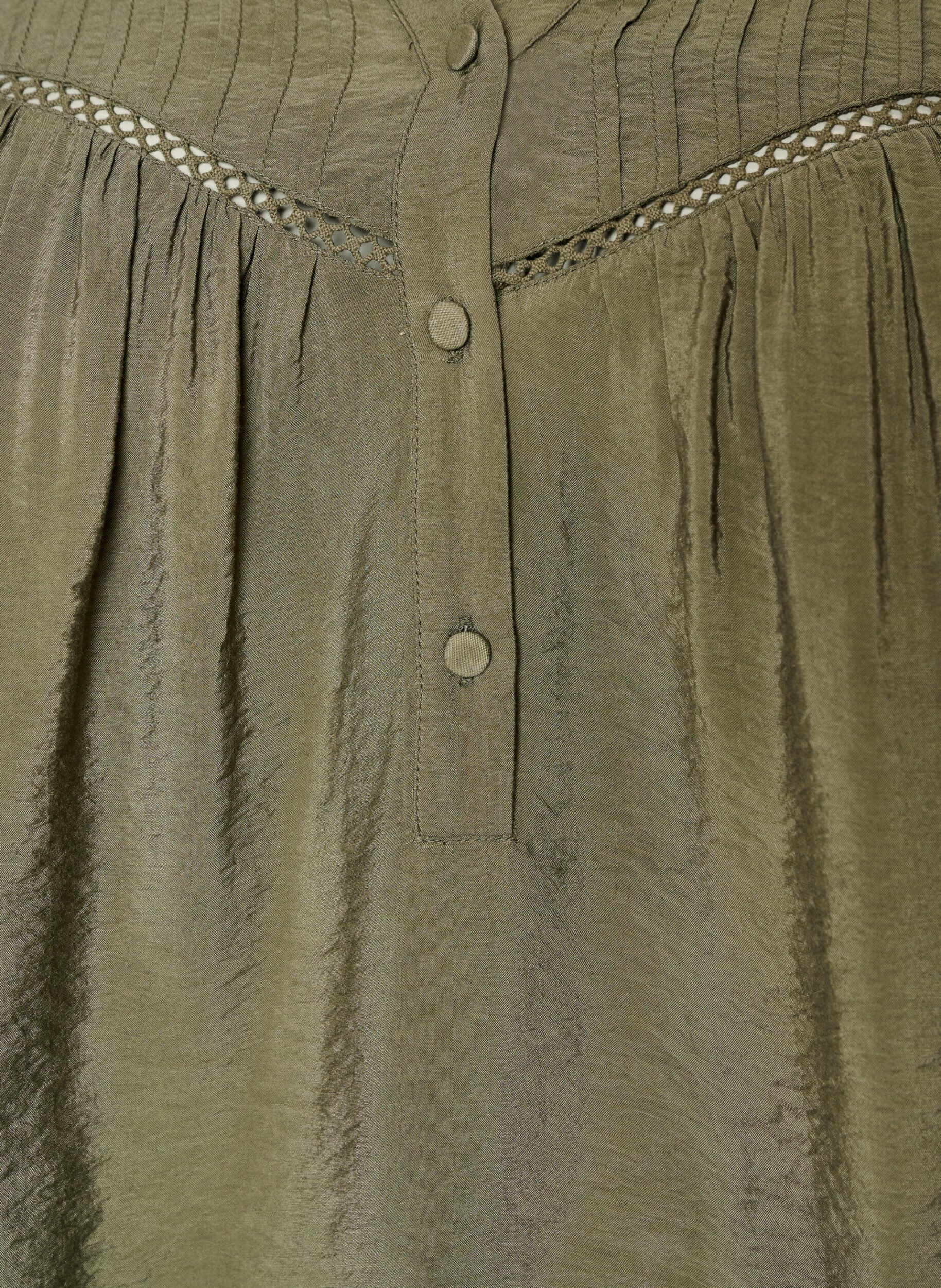 ZizzifashionViscose blouse with pintucks and balloon effect, Green, Packshot image number 2