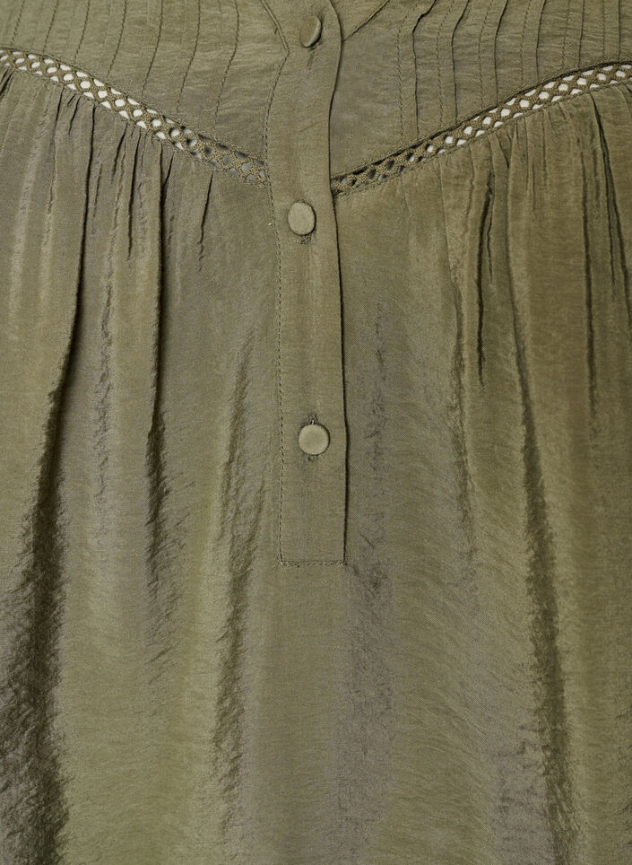 Viscose blouse with pintucks and balloon effect, Green, Packshot image number 2