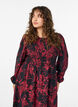 Floral dress with a smocked top, Black, Model image number 2