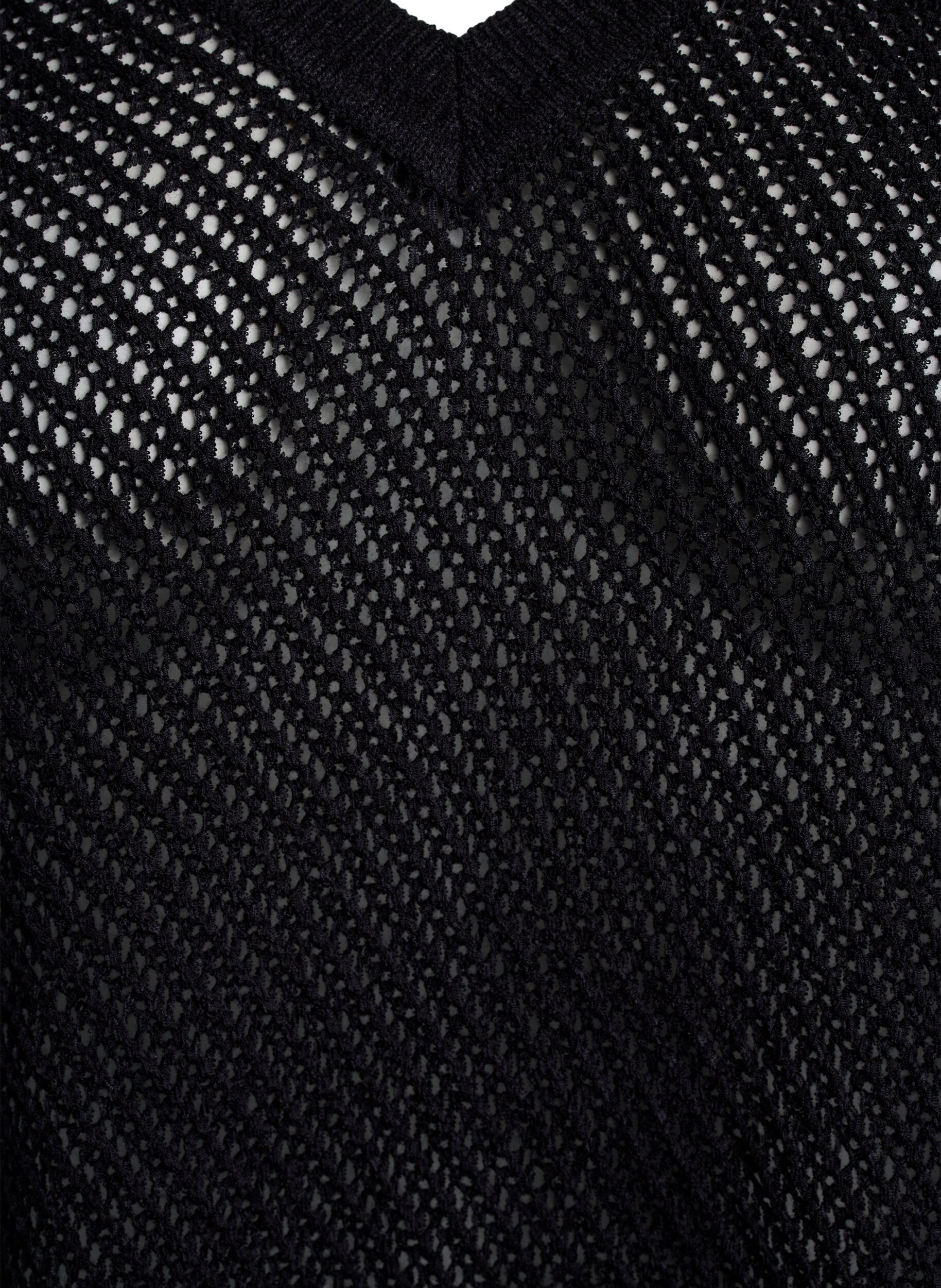 Zizzifashion FLASH - Short-sleeved knitted blouse with v-neck, Black, Packshot image number 2
