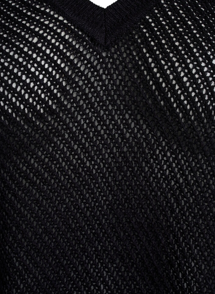 FLASH - Short-sleeved knitted blouse with v-neck, Black, Packshot image number 2