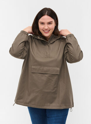 Anorak with a hood and pocket, Bungee Cord , Model image number 0