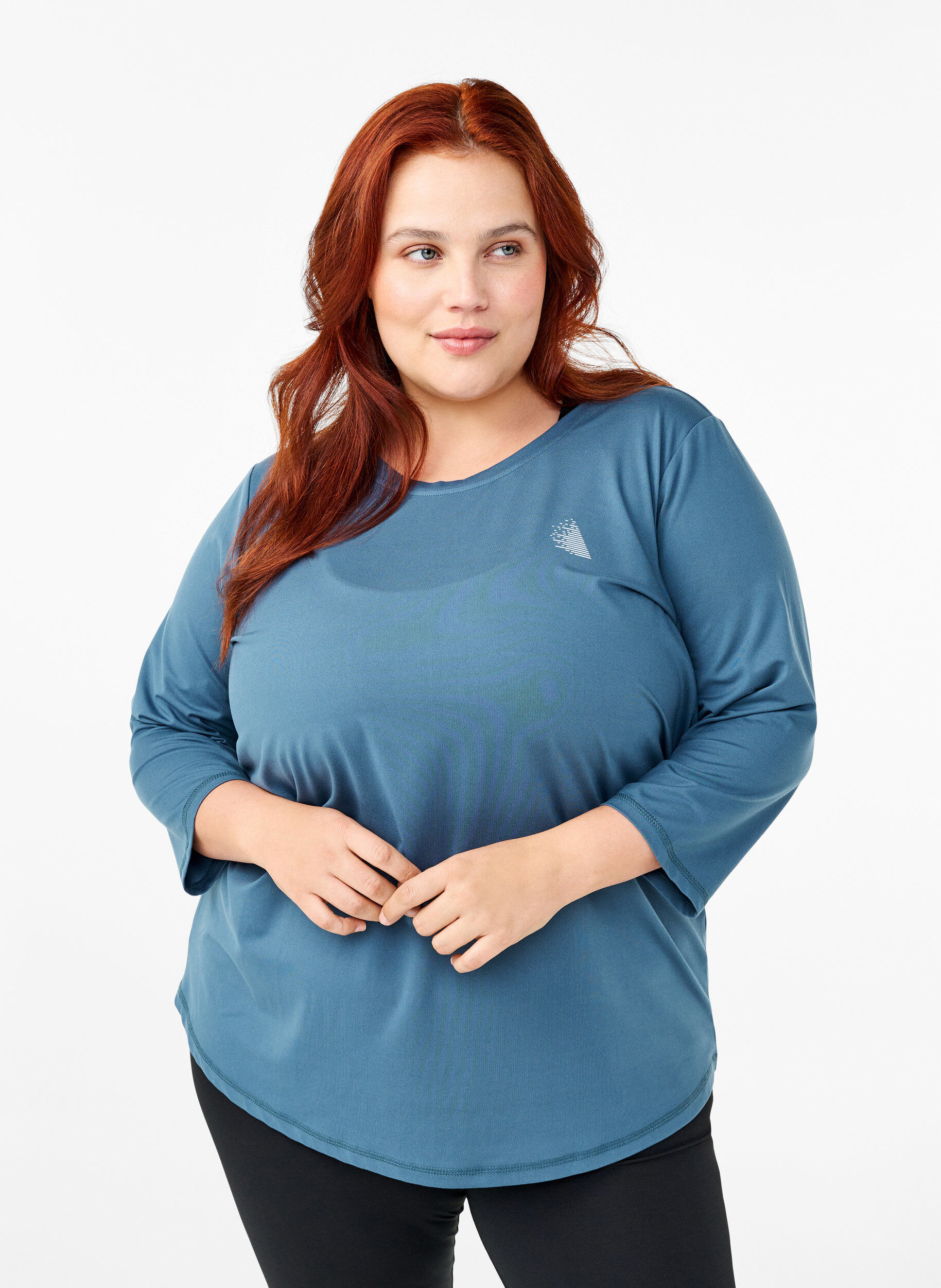 ZizzifashionTraining blouse with 3/4 sleeves, Petrol, Model image number 0