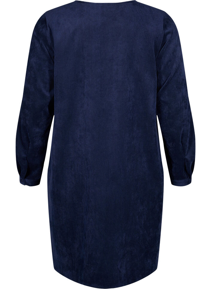 Short velvet dress with pockets, Medieval Blue, Packshot image number 1