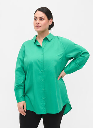 Long-sleeved shirt with high cuffs, Holly Green, Model image number 0