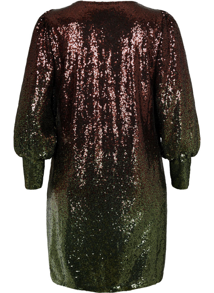 Sequin dress with balloon sleeves, Scarab Ch. Coffee, Packshot image number 1