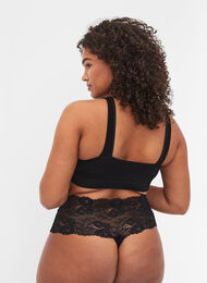 2-pack thong with wide lace edge, Black, Model