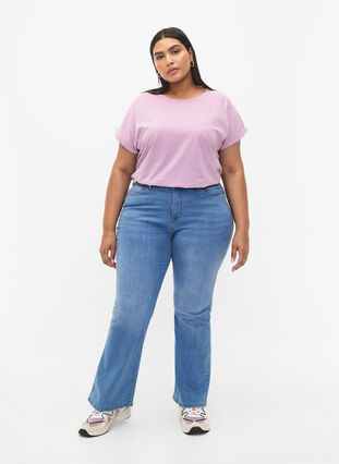 Short sleeve cotton blend T-shirt, Lavender Mist, Model image number 2