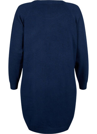 Melange knit dress with buttons, Navy Blazer Mel., Packshot image number 1