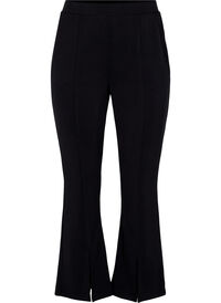 Flared trousers with slits in front
