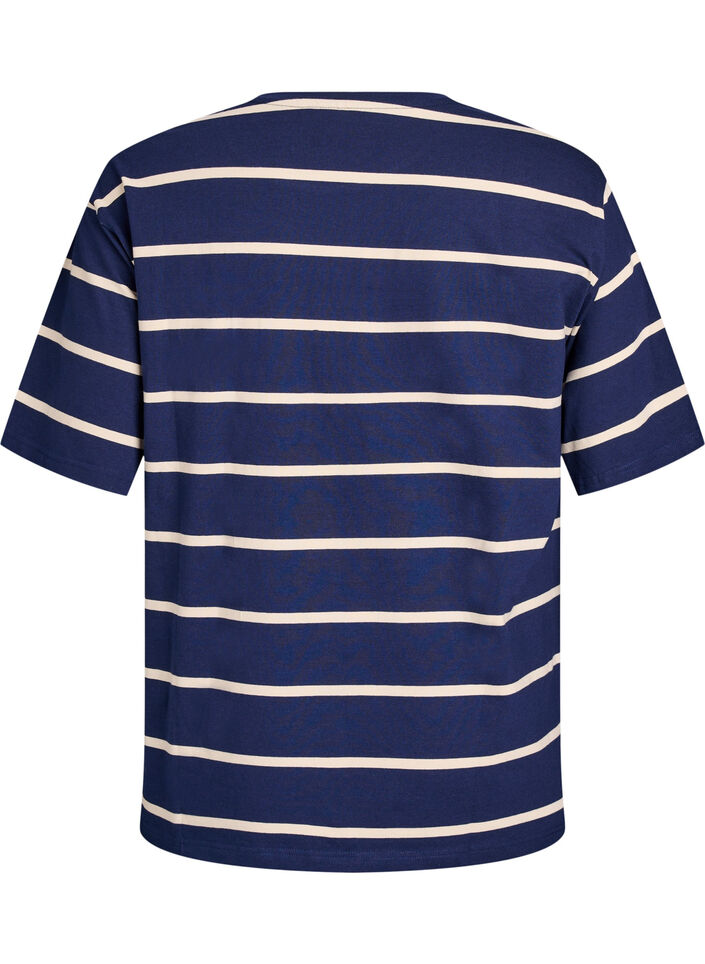 T-shirt with stripes and leopard detail, Blue, Packshot image number 1