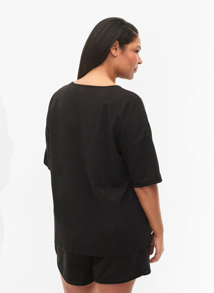 Blouse with half sleeves, Black, Model image number 1